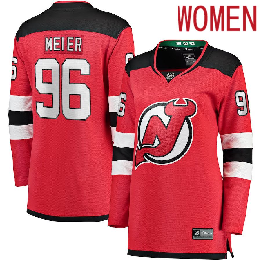Women New Jersey Devils #96 Timo Meier Fanatics Branded Red Home Breakaway NHL Jersey-0